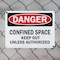 Signmission 7 in H x 10 in W, Plastic, Rectangle, Confined Space Keep Out Unless Authorized OS-2PACK-DS-P-710-L-19298 - alternate 8